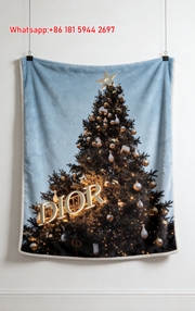 Dior Christmas Tree Flannel Sofa Throw Blanket for Wall Hanging Decor D206